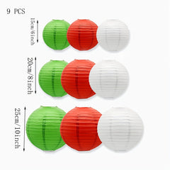 9pcs Christmas Lantern Hanging Decoration Party Indoor Outdoor Red Green