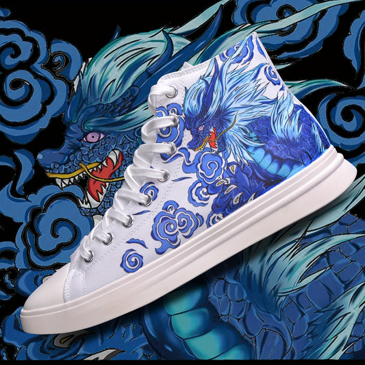 Men's Chinese Mythology High Top Canvas Sneakers with Good Grip