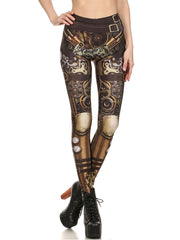Machine Graphic Print Leggings High Waist Casual Sports Pants