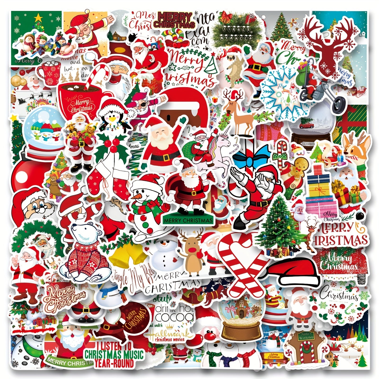 100pcs Waterproof Christmas Stickers for Crafts Windows, Merry Christmas Theme
