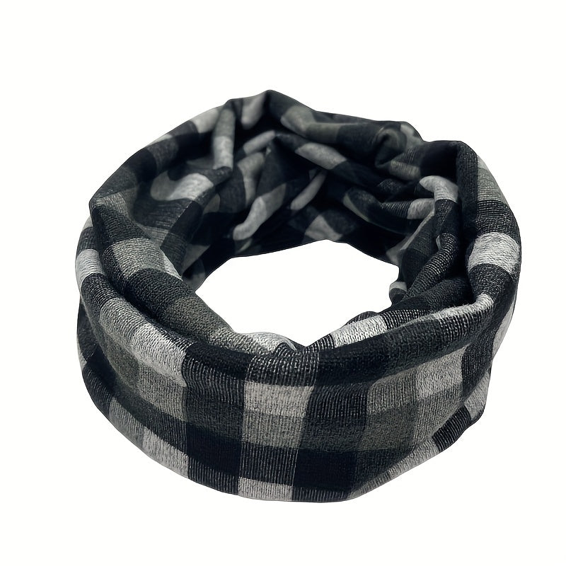 Plaid Casual Beanie Turban Cap Headband Neck Gaiter Lightweight Skull Hat