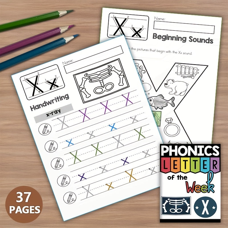 Phonics Workbook Letter X for Kids Reading Writing Activities Mini Books