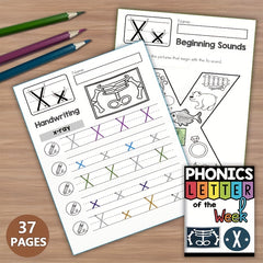 Phonics Workbook Letter X for Kids Reading Writing Activities Mini Books