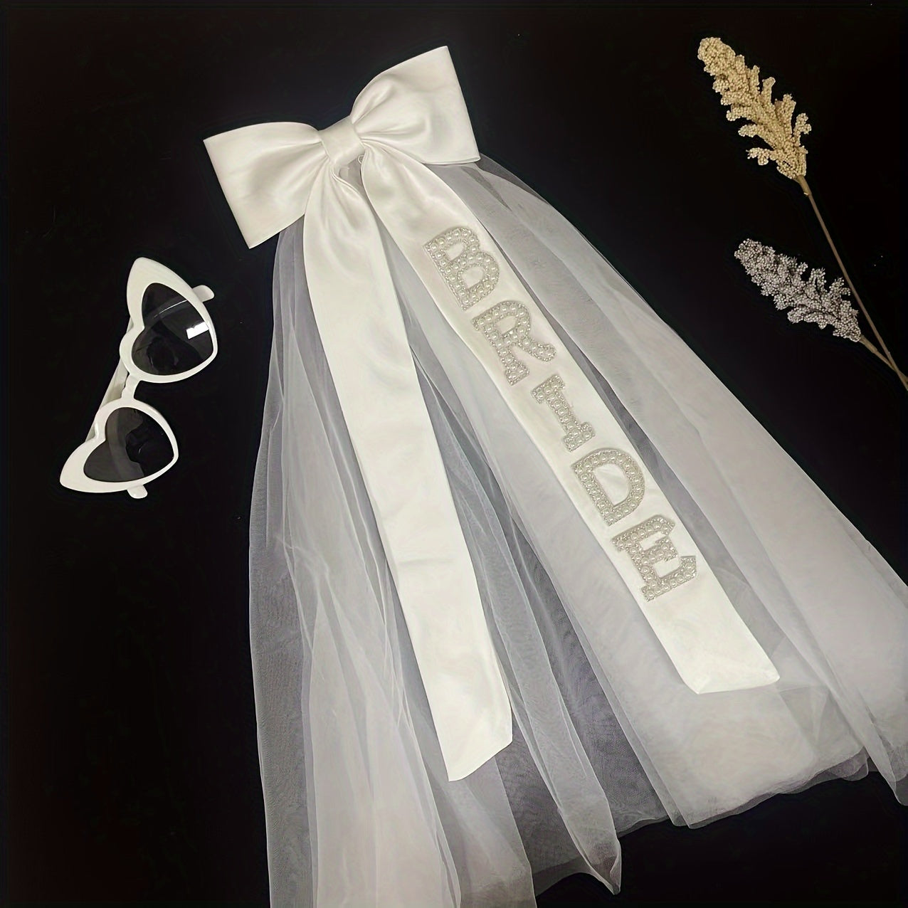 Bridal Bow Veil Polyester for Weddings Bachelorette Parties