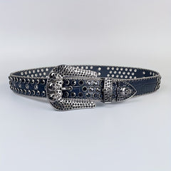 Y2K Skull PU Belt & Rhinestone Bracelet Set