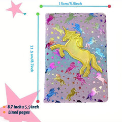 Unicorn Plush Diary Blank Journal Glitter Cover School Creative Expression