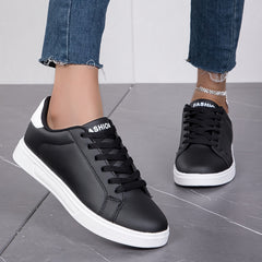 Faux Leather Soft Bottom Skate Shoes Non Slip Preppy School Sneakers