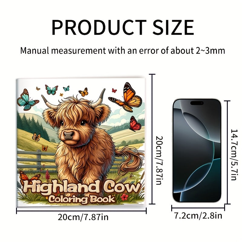 Highland Cow Coloring Book: 24 Single Sided Designs on Thick Smooth Paper