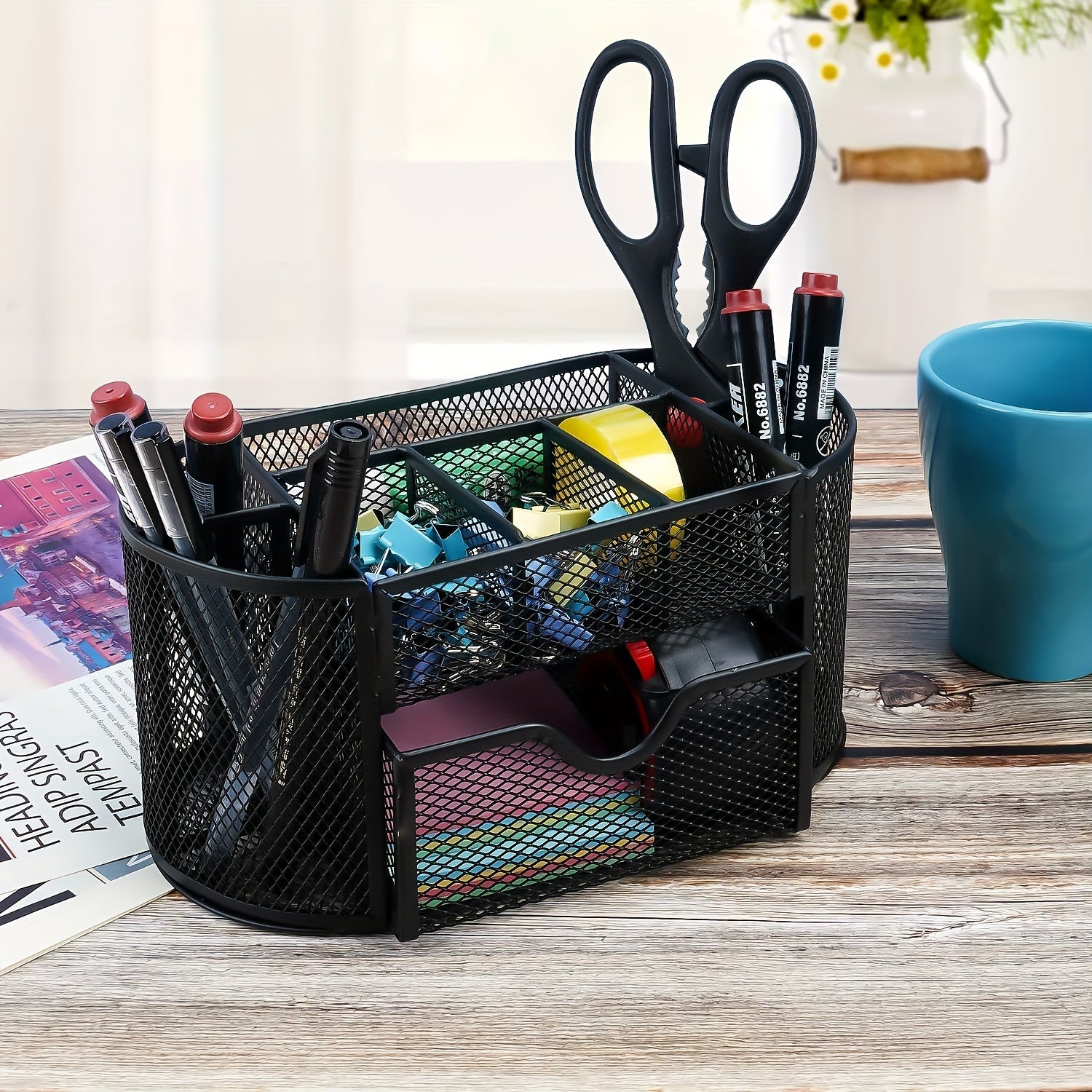 Pen Holder Storage Box with Drawer 22 X 11 X 10 5 Cm