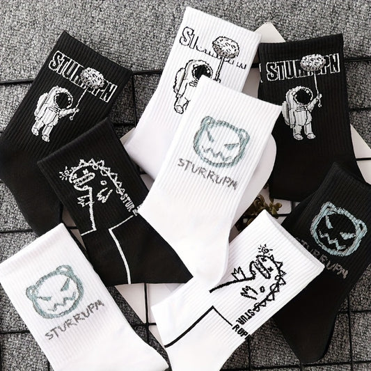 Men's Crew Socks Cartoon Pattern Basketball Socks