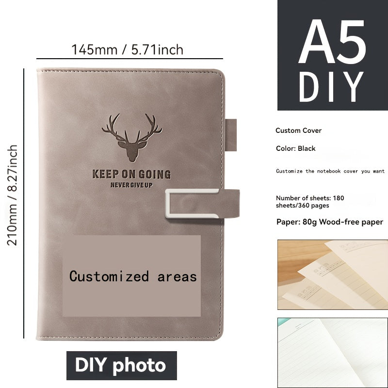 Personalized A5 Notebook with 200 Pages Soft Cover and Bookmark