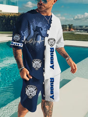 Men's 2 Piece Rugby Shirt & Shorts Set for Summer Sports
