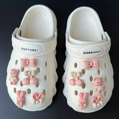10pcs Cartoon Bear & Rabbit Shoe Decorations Pink for Clogs