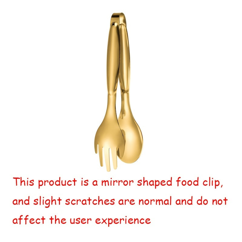 Stainless Steel Food Clip 3-In-1 Fork & Spoon Tong Kitchen BBQ Tong