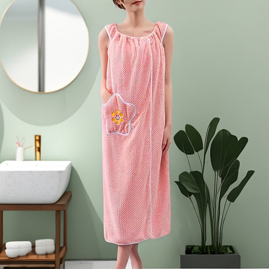 Adults Wearable Bath Towel with Star Pockets