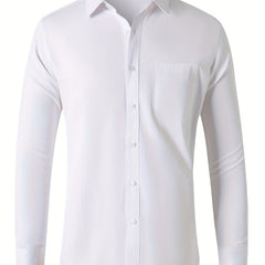 Men's Button Up Shirt with Chest Pocket - Spring/Fall Businesswear