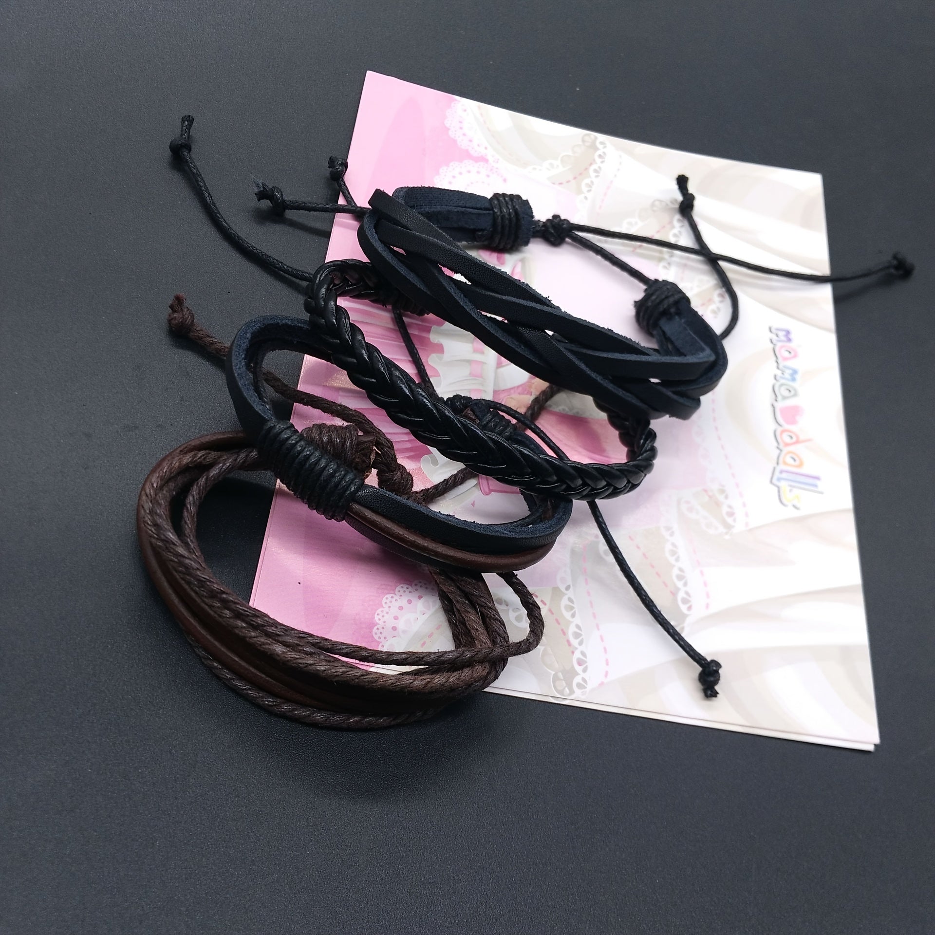 4 Pcs Multilayer Braided Bracelet Set Women Punk Style Jewelry