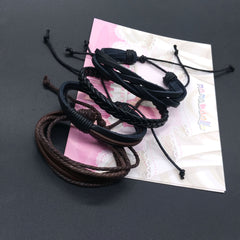 4 Pcs Multilayer Braided Bracelet Set Women Punk Style Jewelry