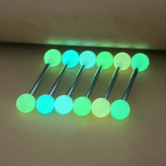 6 Pcs Glow In Dark Tongue Rings 14G Stainless Steel Bar Unisex 6mm Acrylic Ball