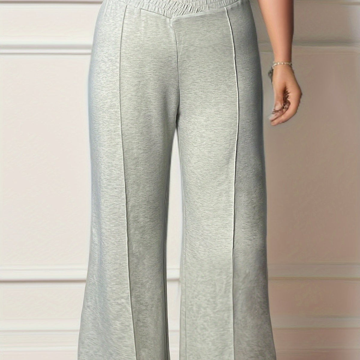  Solid Color Wide Leg Sports Pants for Women