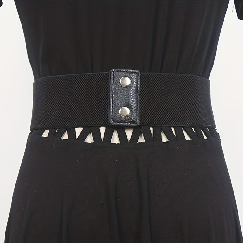 Three Ring Chain Fringe Belt Wide Punk Waistband Elastic Corset Belt For Women
