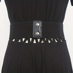 Three Ring Chain Fringe Belt Wide Punk Waistband Elastic Corset Belt For Women