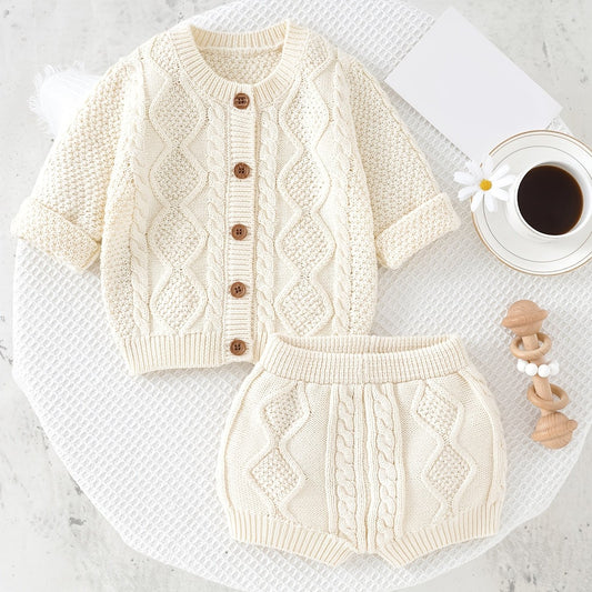 Cotton Baby Suit Boys Knitted Cardigan And Shorts