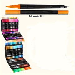 60 Dual Tip Brush Pens Set Fast Drying Water-Based Ink Markers for Adults