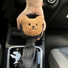 2pcs Coffee Bear Handbrake Cover And Gear Sleeve Universal - Car Interior Decor