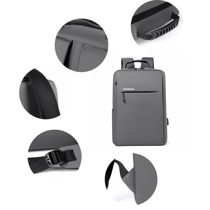 Men's Large Capacity Slim Travel Bookbag w/ USB Charging