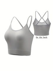 4pcs Ribbed Cross Back Cami Tops No Padding Women's Lingerie