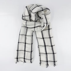 Plaid Linen Tassel Scarf Outdoor Sunscreen Head Wrap