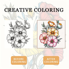 Coloring Book Blooming Flowers Clear Lines & Patterns Gift for Friends