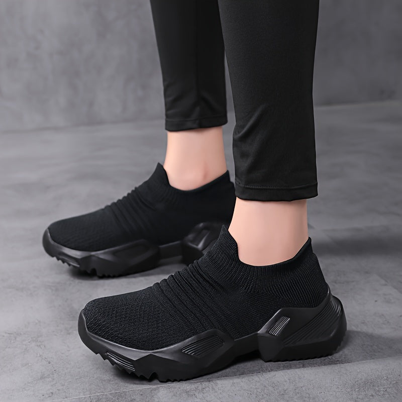 Women's Elastic Chunky Sneakers Slip-on Running Shoes