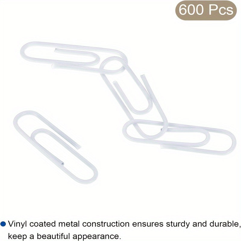 600pcs Small 1 inch Paper Clips with Box - Vinyl Coated Anti Tear