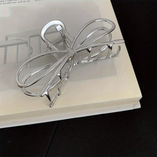 Alloy Ribbon Bow Hair Claw Metal Hair Claw Style Nonslip Ponytail Holder