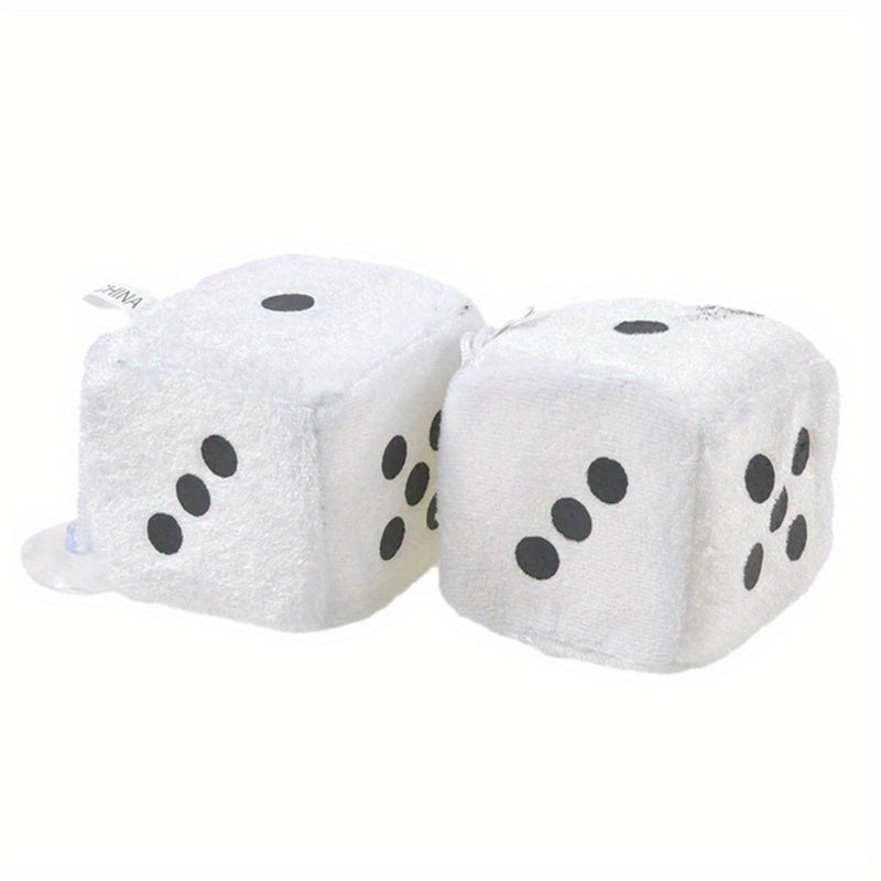 Plush Dice Car Hanger Stress Relief Squeeze Cube Fluffy Stuffed Car Decorat