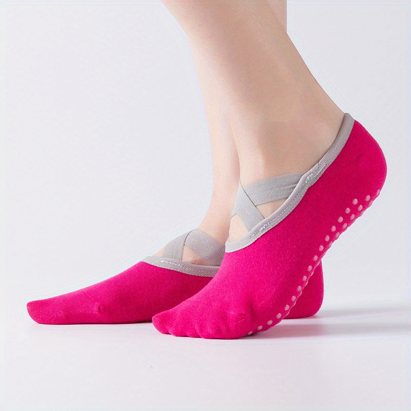 Cross Strap Yoga Socks Non Slip Towel Bottom Sports Socks