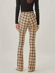  Plaid Print High Rise Yoga Trousers