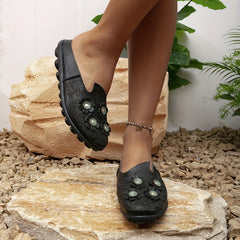 Women's Floral Pattern Loafers Slip On Comfy Shoes Casual Summer Footwear