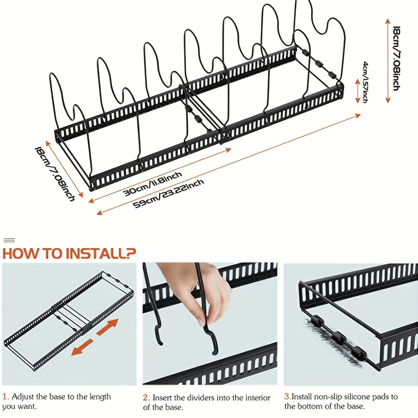 Retractable Pan Lid Rack Expandable Pot And Pan Organizers Rack