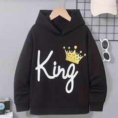 Boys Stylish Crown KING Letter Print Hoodies Fall Kids Sweatshirt