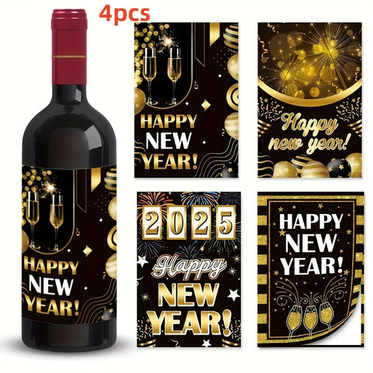 8pcs Wine Bottle Stickers - Year Celebration Adhesive Labels