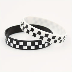 Stylish Checked Pattern Silicone Bracelet for Sports Fans