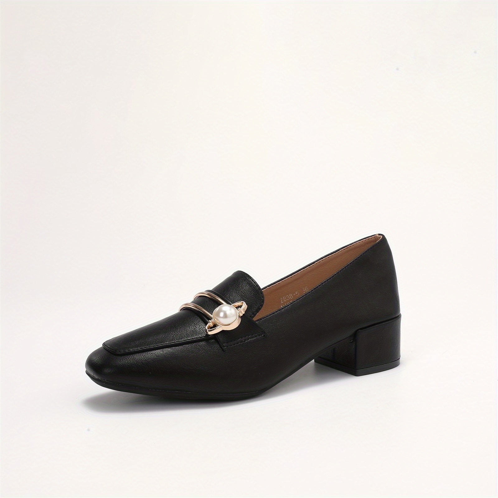 Women's Faux Metal Block Heels Slip On Shoes