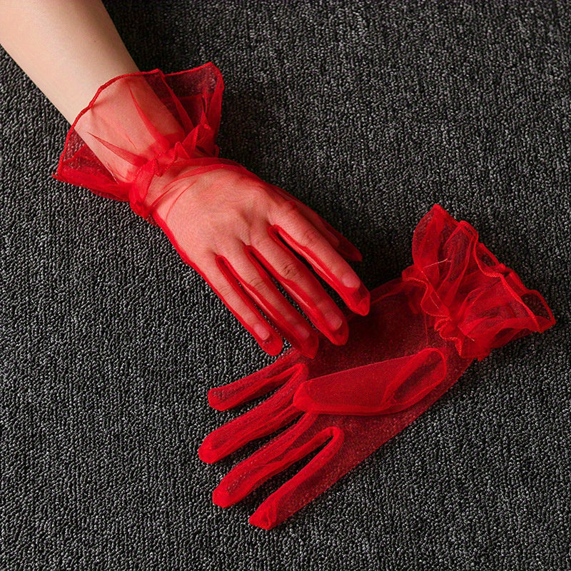 Candy Ruffles Gloves for Party Prom Wedding