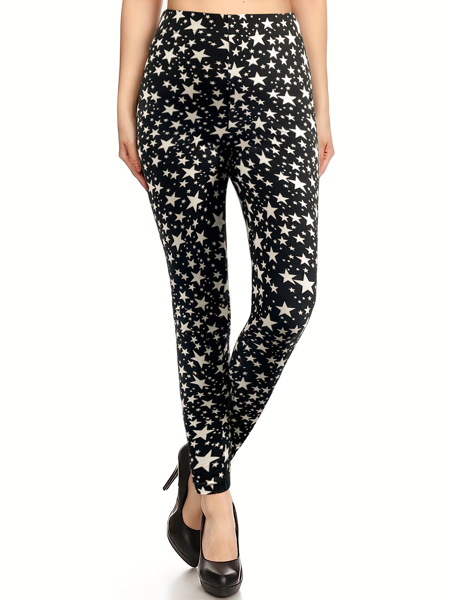 Star Print Skinny Leggings Women's Clothing