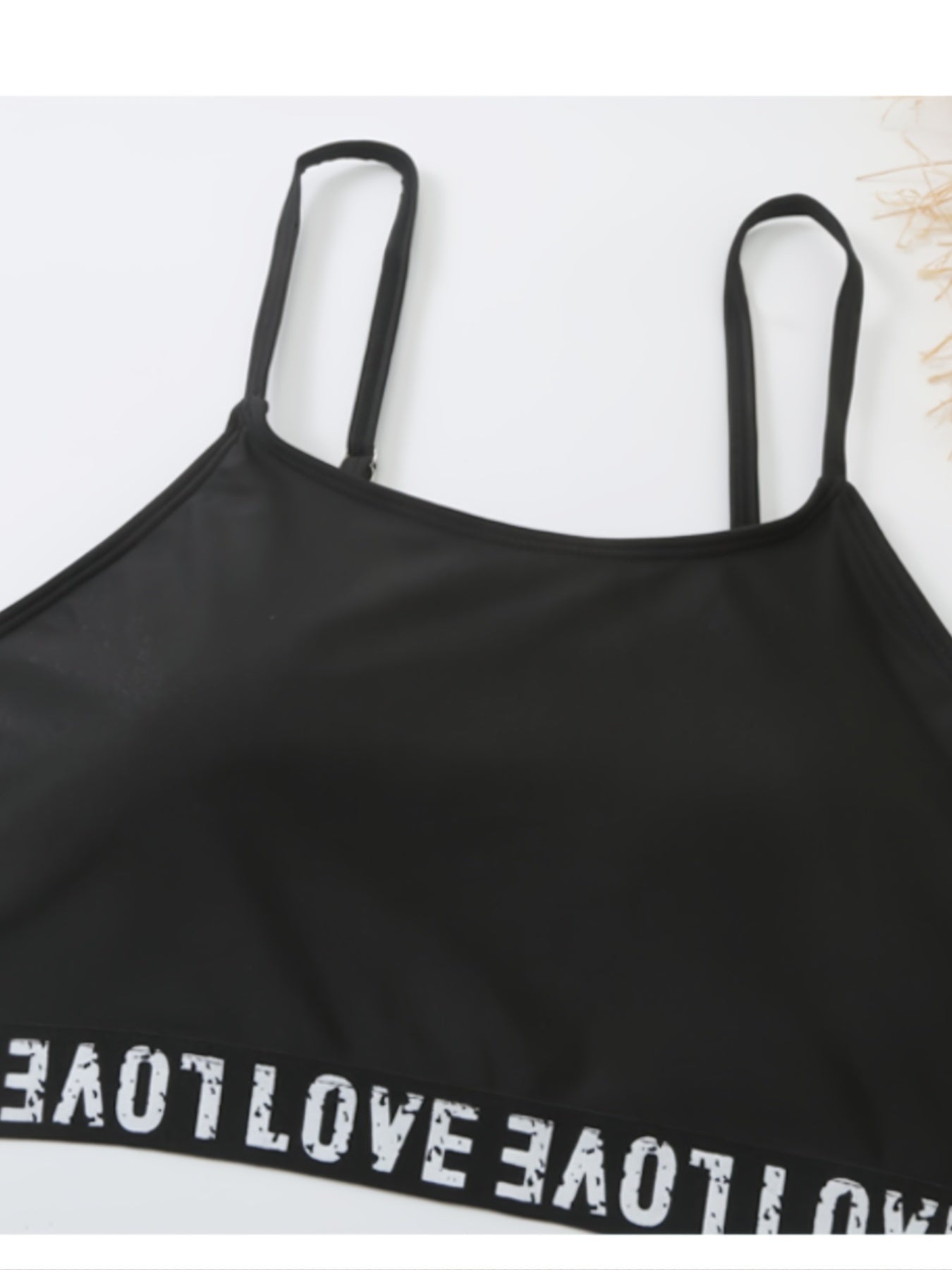  Letter Tape Crop Cami Top & Underwear Bikini Set