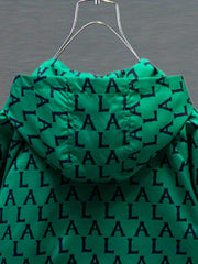 Boys Letter Print Waterproof Windbreaker Hooded Jacket