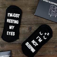 Funny Resting My Eyes Socks Dad Grandpa Mom Grandma
